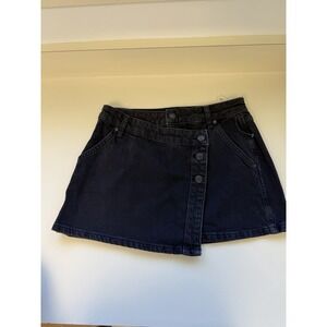 We The Free People Wynne Black Micro Mini Skirt Skort Denim Jeans 26 Festival